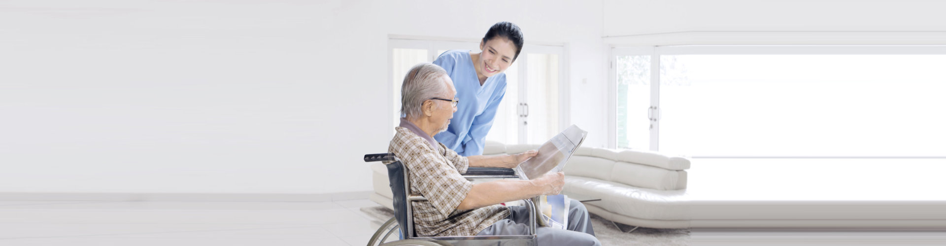 young lady and old man talking
