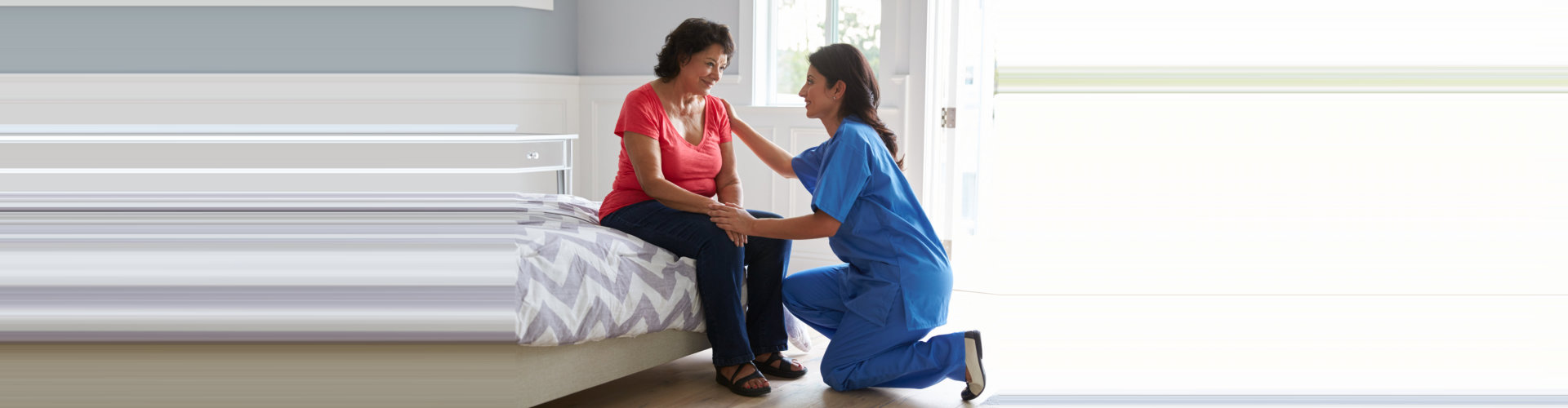 lady taking care of the senior woman