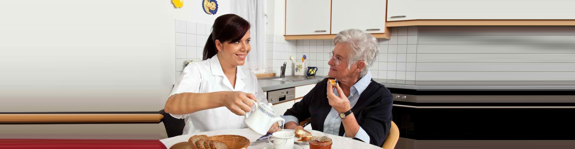 young lady preparing the meal of the old woman